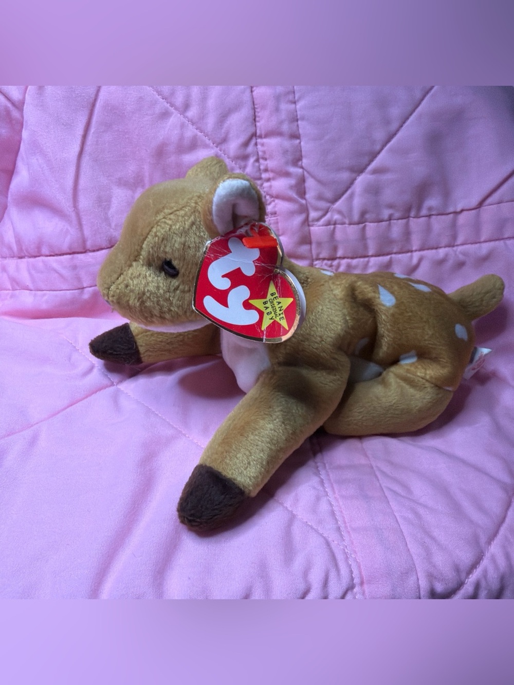Ty Beanie Baby Whisper the Fawn DOB April 5, 1997 with Tag